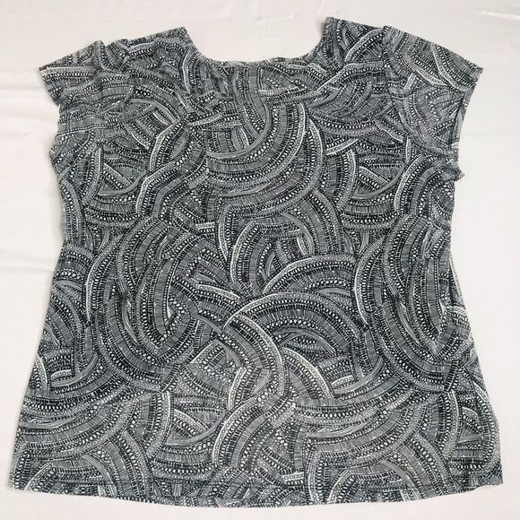 Croft & Barrow Womens Top Shirt Multicolor Abstract Keyhole Neck Petites PL - Picture 2 of 6